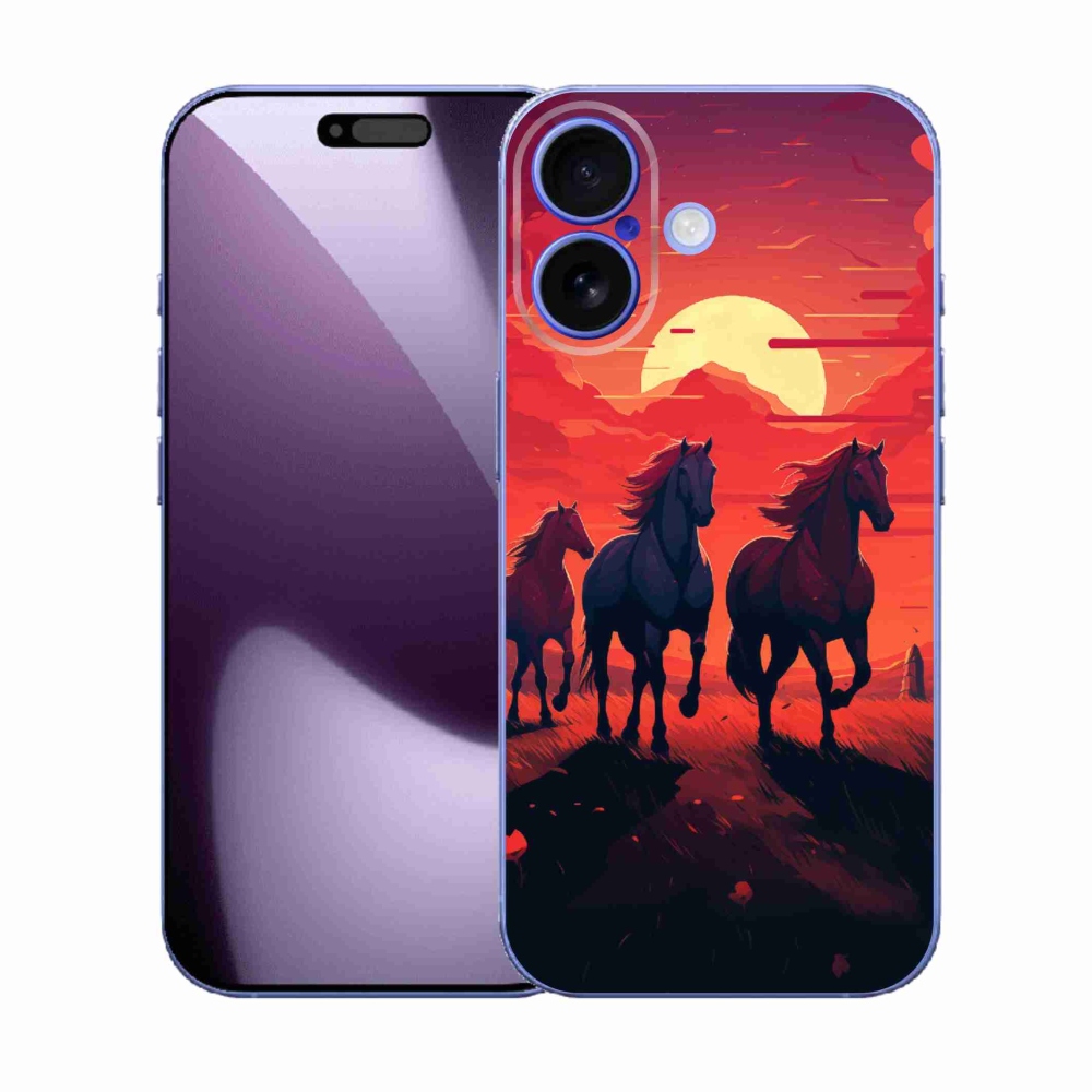 Gél borítás mmCase iPhone 17 készülékhez - lovak és naplemente
