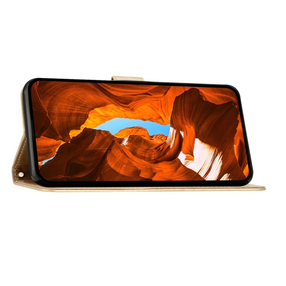 Virágok könyv tok iPhone 17 Pro Max készülékhez - arany színben