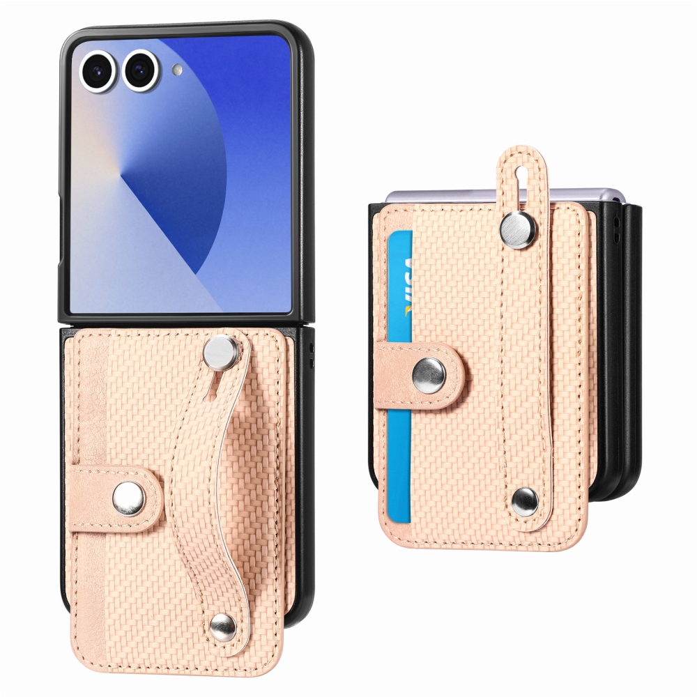 Műanyag borítás műbőrrel a Samsung Galaxy Z Flip7 5G készülékre - khaki színű