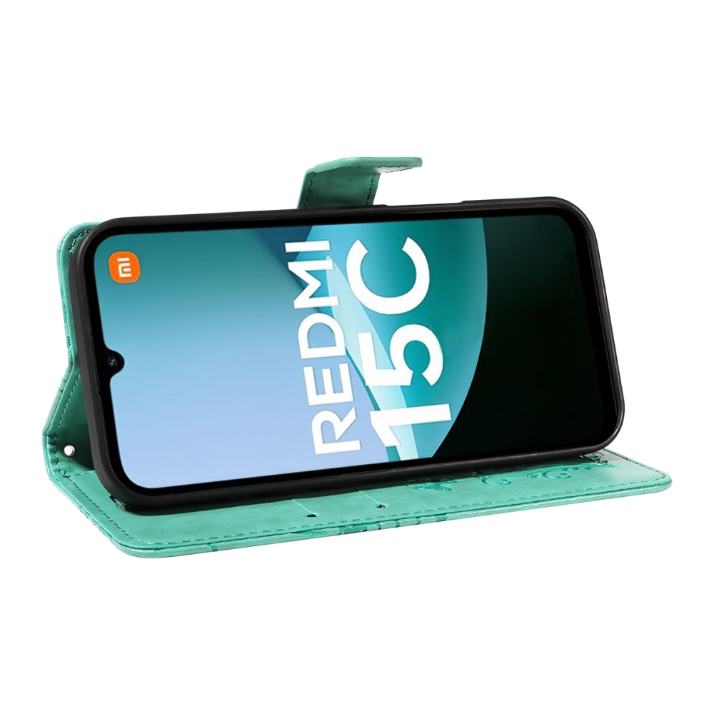 Nagy pillangó könyv tok Xiaomi Redmi 15C 4G/5G (173mm) - teáskék színben