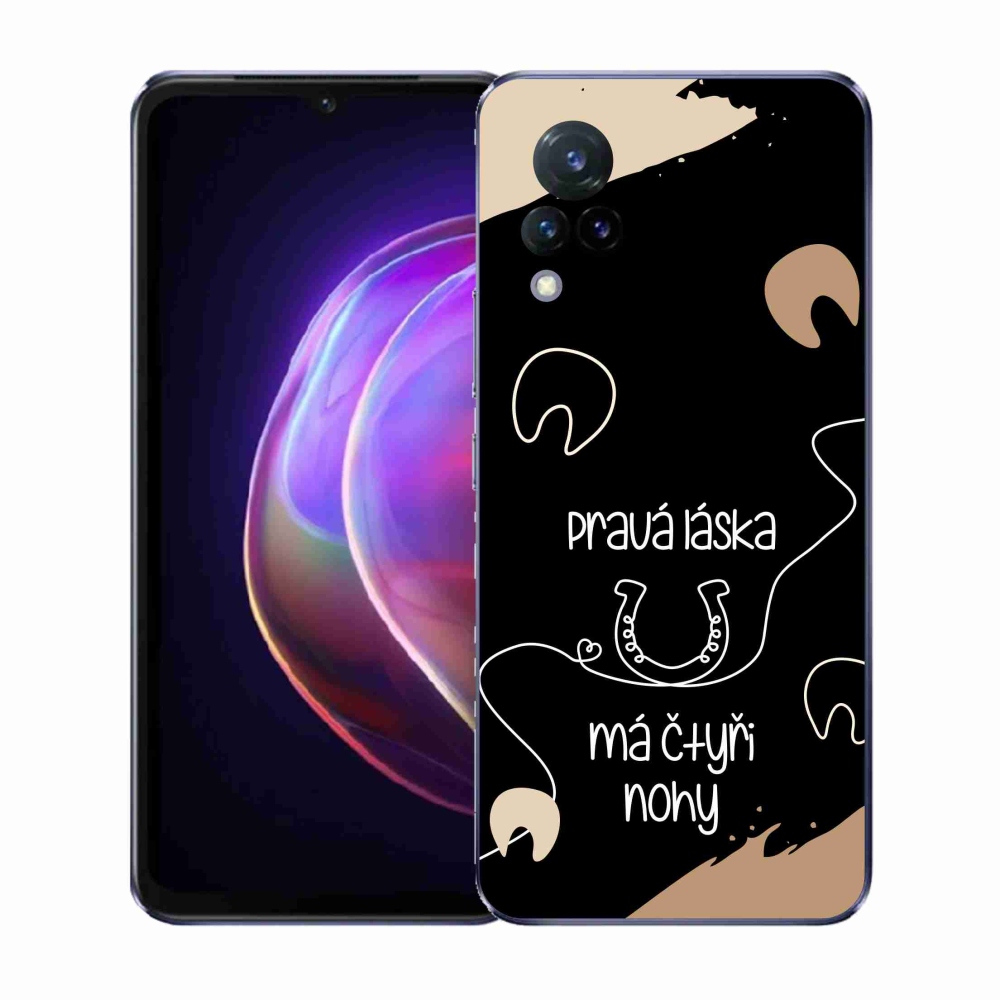 Gél borító mmCase a Vivo V21 4G/5G készülékhez - ló motívum fekete háttérrel