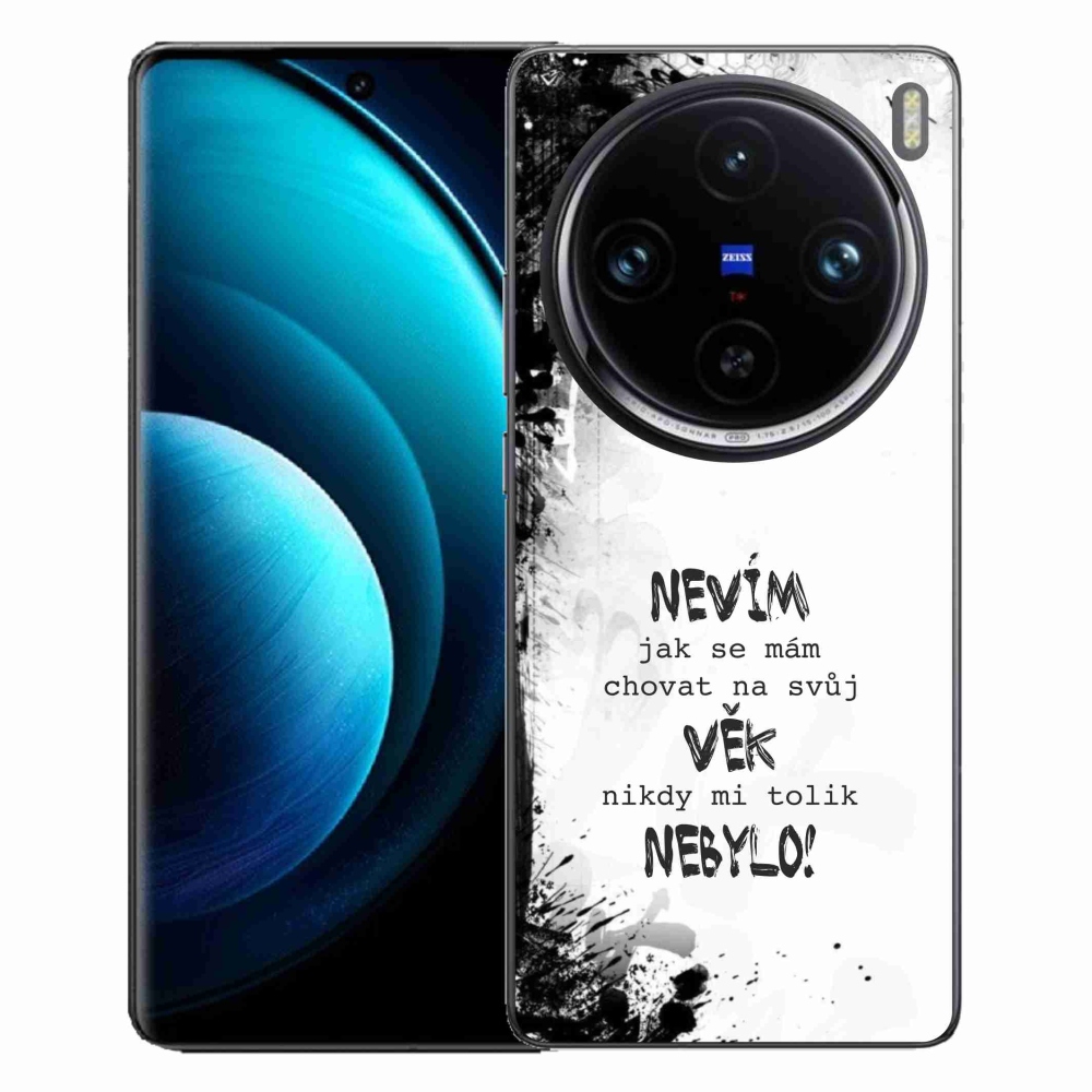 Zselés borító mmCase a Vivo X100 Pro 5G készülékhez - vicces szöveg 14 fehér háttér