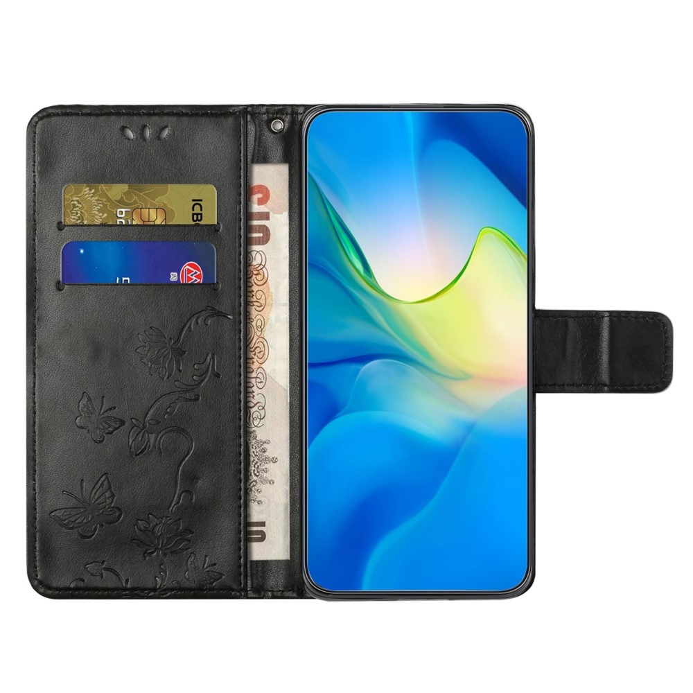 Virágos könyvtáska Samsung Galaxy A56 5G - fekete