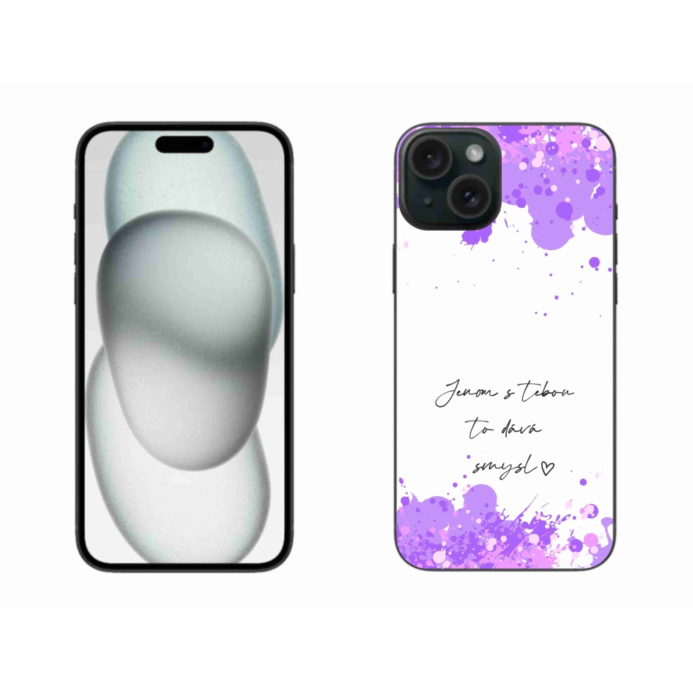 Gél borítás mmCase iPhone 15 Plus készülékhez - szerelmes szöveg fehér háttérrel