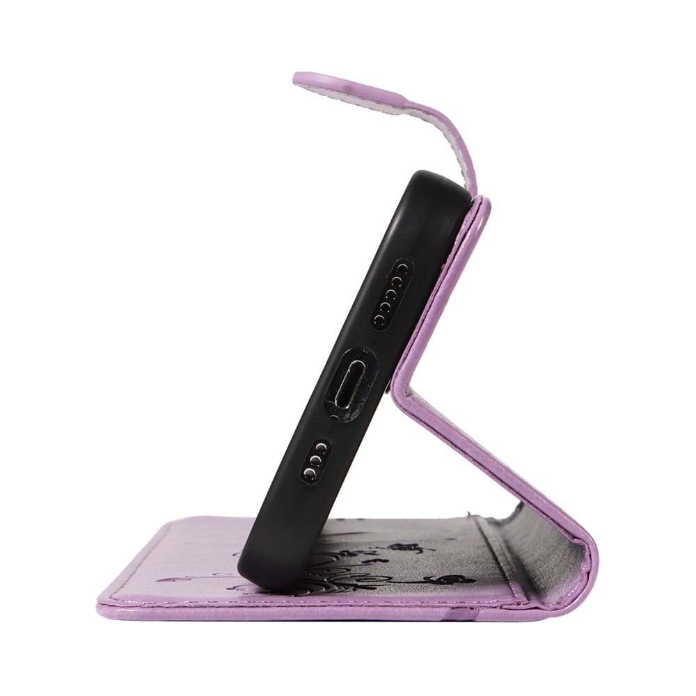 Virágos könyves tok Samsung Galaxy A06 4G készülékhez - lila