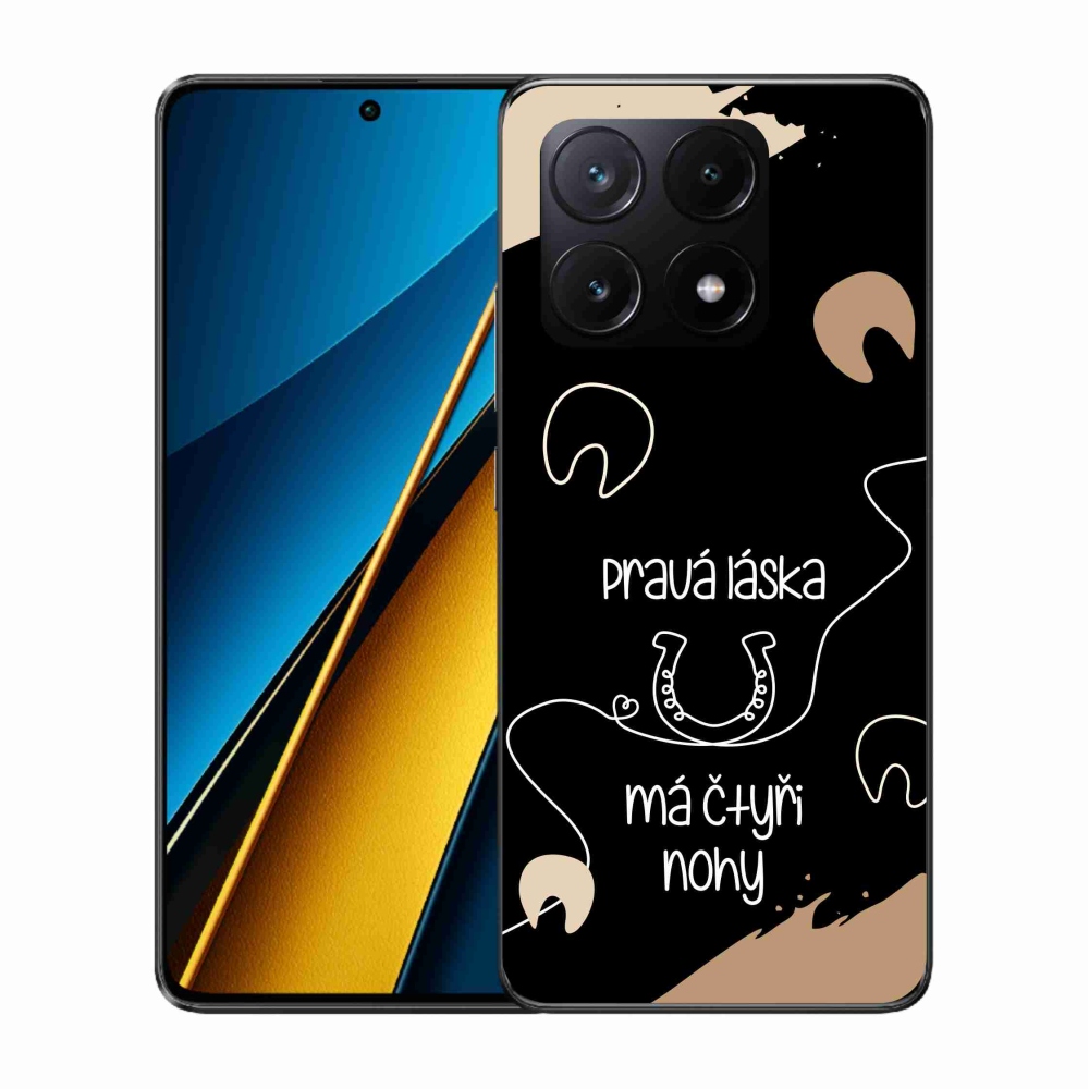 Gél borítás mmCase a Xiaomi Poco X6 Pro 5G számára - ló motívum fekete háttérrel