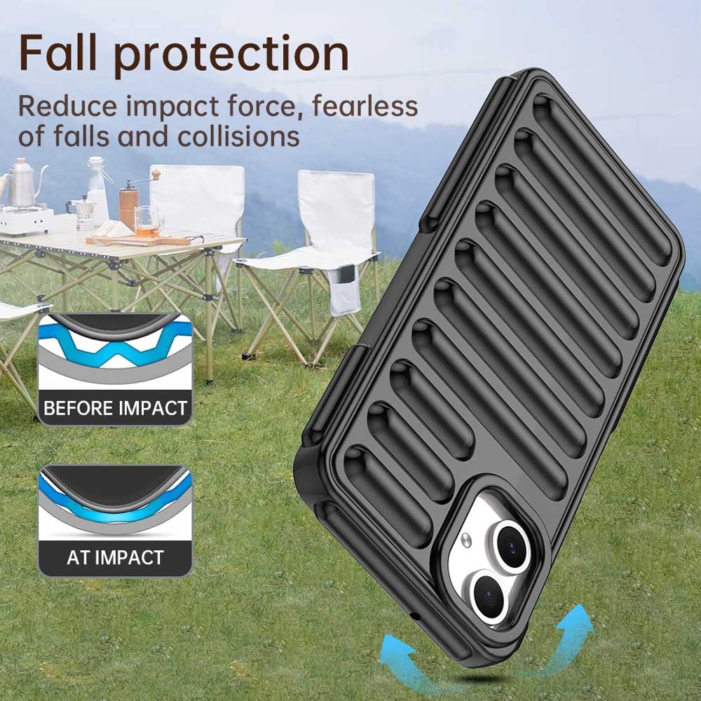 Csíkos tartós borító Samsung Galaxy A06 4G készülékhez - fekete