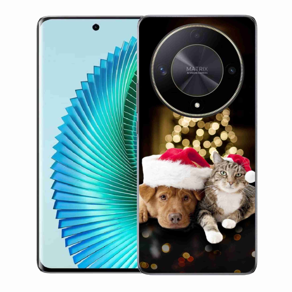 Gél borítás mmCase a Honor Magic 6 Lite 5G számára - Karácsonyi kutya és macska