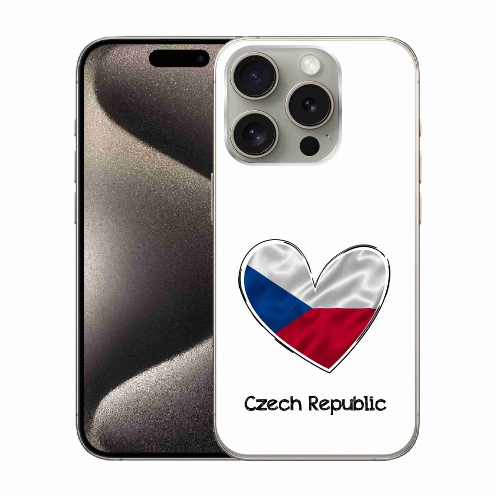 Gél borítás mmCase iPhone 15 Pro készülékhez - zászló szív fehér háttérrel