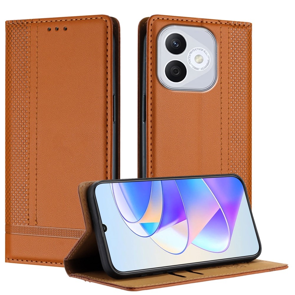 L-alakú könyvtáska Honor 400 Lite-hoz - barna