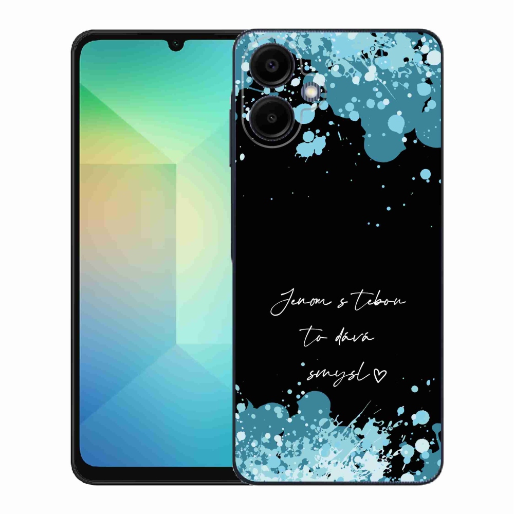 Gél borító mmCase Samsung Galaxy A06 4G - szöveg szerelemben fekete háttérrel