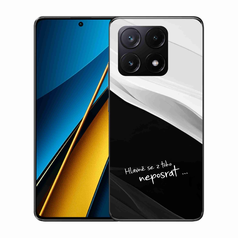 Gél borító mmCase a Xiaomi Poco X6 Pro 5G számára - vicces szöveg 13 fekete és fehér háttérrel