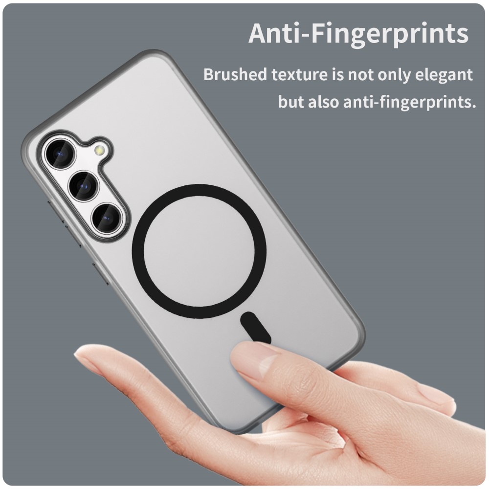 Frost zselés tok MagSafe támogatással Samsung Galaxy S24+/S25+ készülékhez - fekete