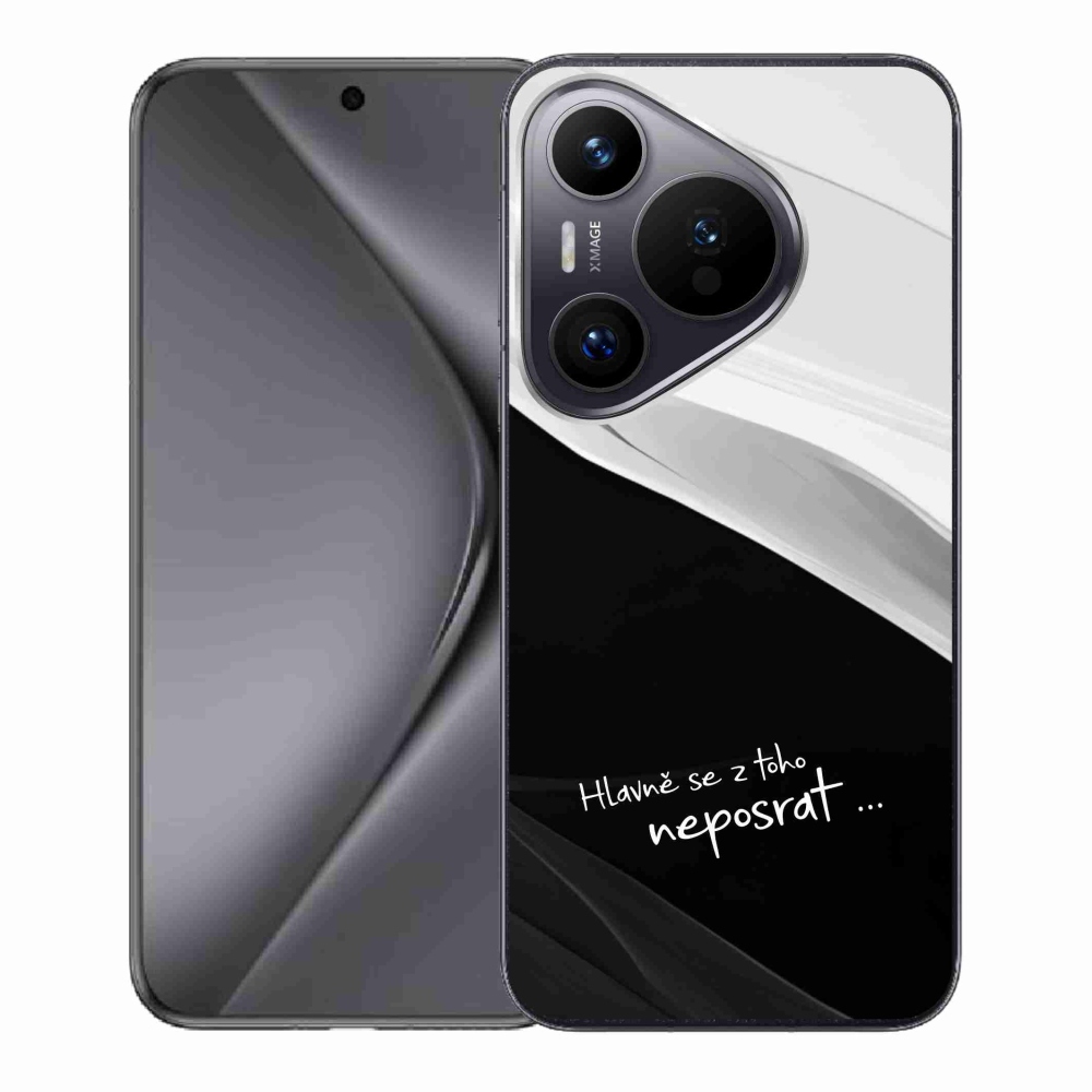 Gél borító mmCase a Huawei Pura 70 készülékhez - vicces szöveg 13 fekete-fehér háttérrel