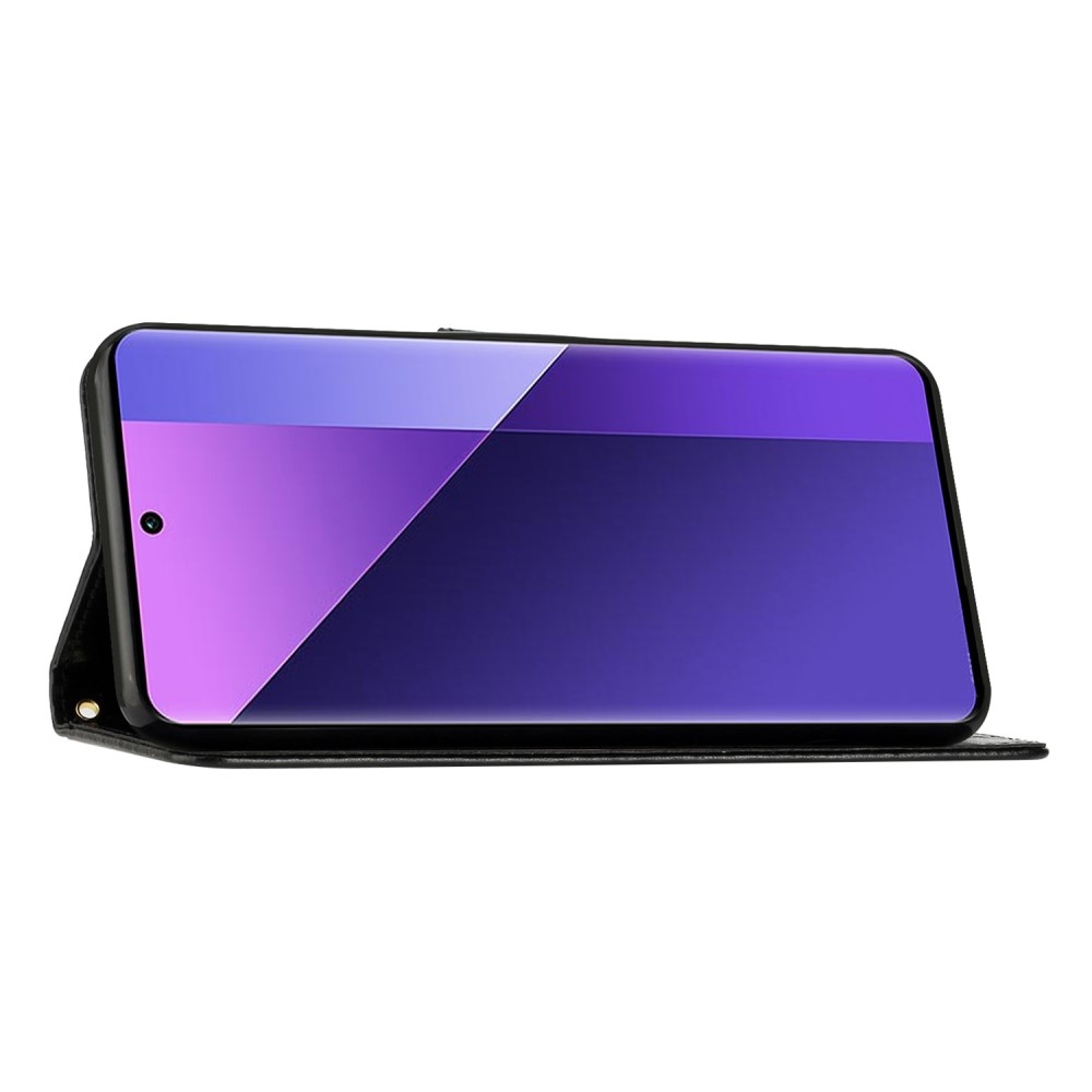 Virágok könyv tok Xiaomi Redmi 14C/Poco C75-hez - fekete
