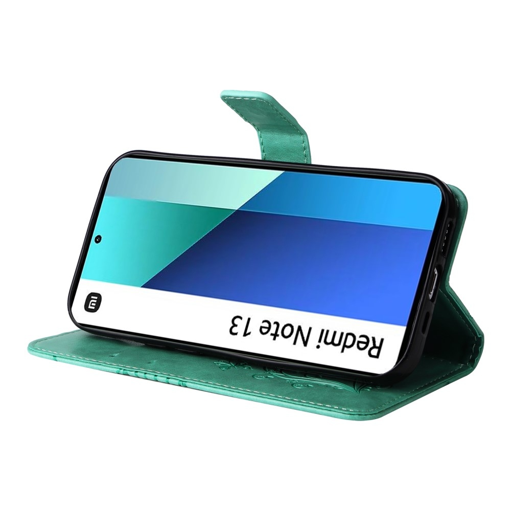 Nagy pillangó könyv tok a Xiaomi Redmi Note 13-hoz - teal színű