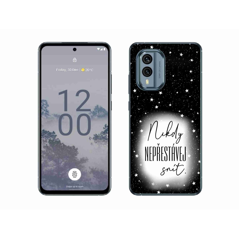 Zselés borítás mmCase a Nokia X30 5G készülékhez - Quote 1 fehér és fekete háttérrel