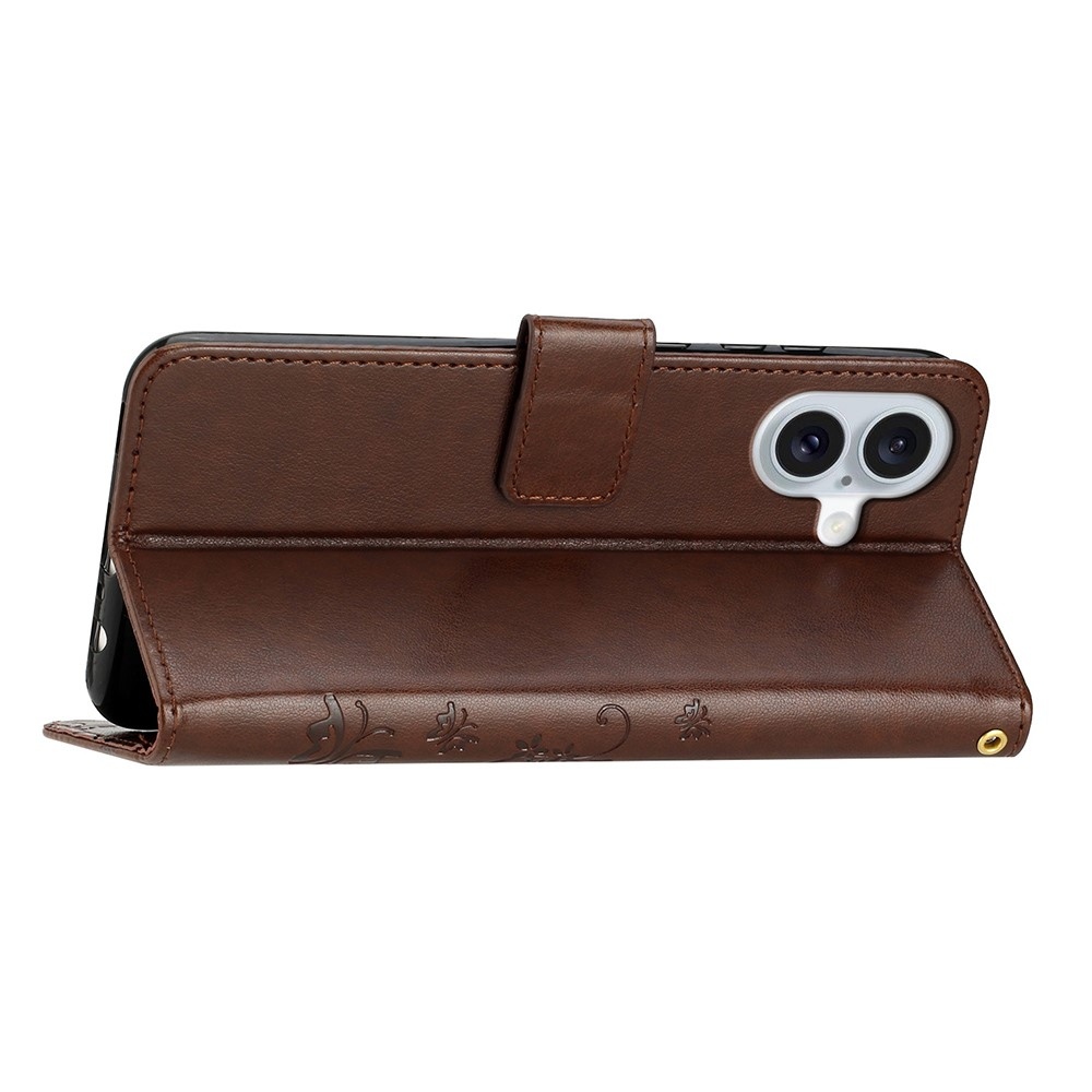 Virágok könyvtáska iPhone 17 készülékhez - barna