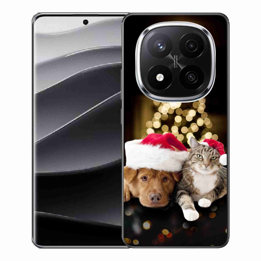 Gél borító mmCase a Xiaomi Redmi Note 14 Pro+ 5G - Karácsonyi kutya és macska számára