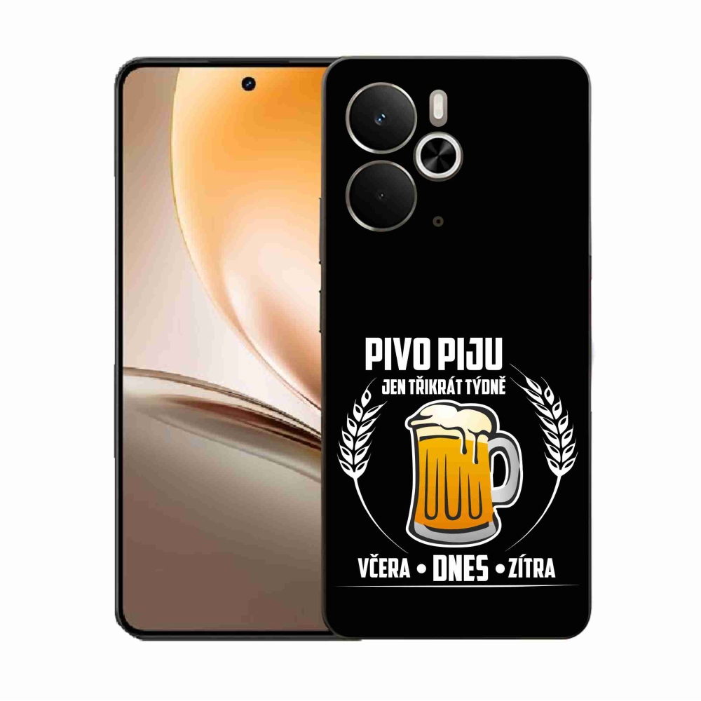 Gél borító mmCase a Realme 14 5G/14T 5G készülékhez - sör motívum fekete háttérrel