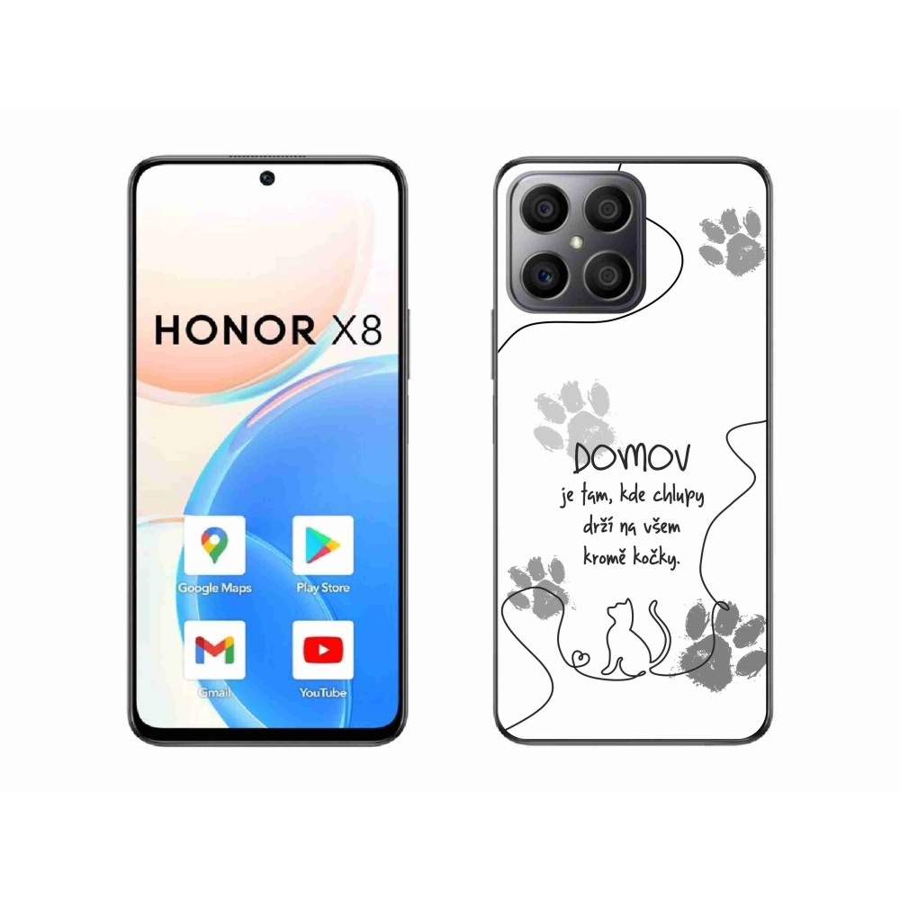 Gél borító mmCase a Honor X8 4G készülékhez - macska motívum fehér háttérrel