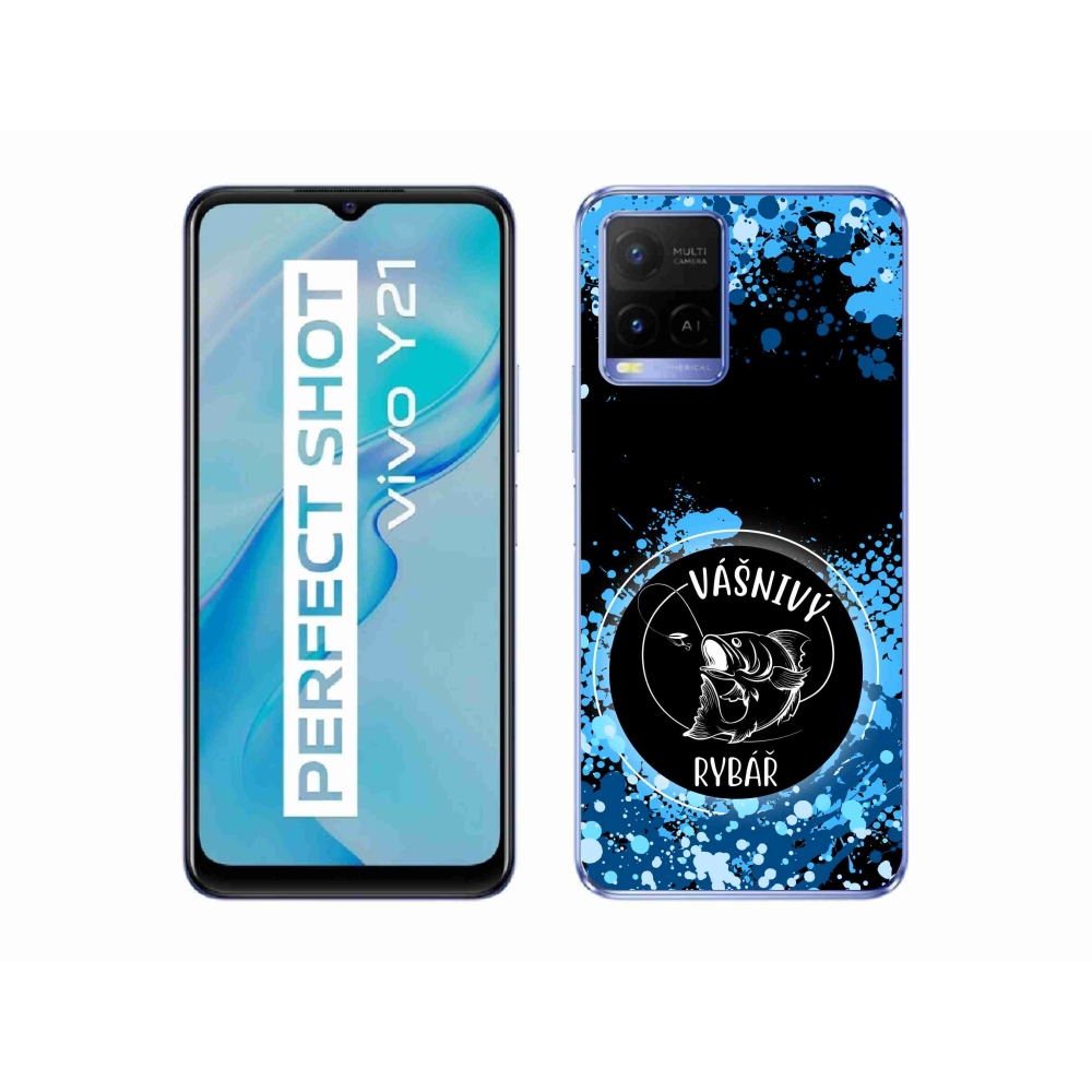 Gél borító mmCase a Vivo Y21/Y21s/Y33s készülékhez - szenvedélyes halász fekete háttérrel