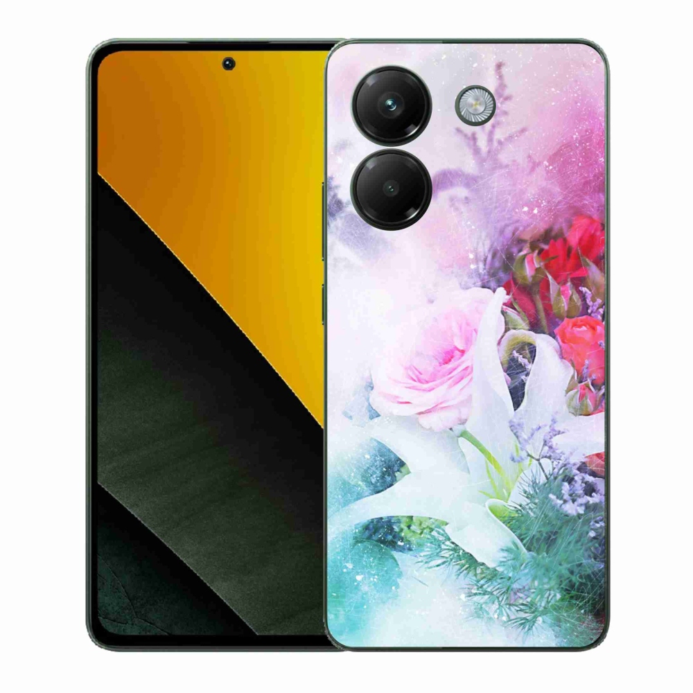 Gél borító mmCase a Xiaomi Poco M7 Pro 5G számára - virágok 4