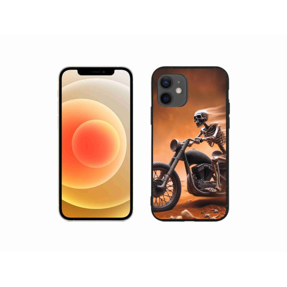 Zselés borítás mmCase iPhone 12 mini készülékhez - csontváz egy motorkerékpáron