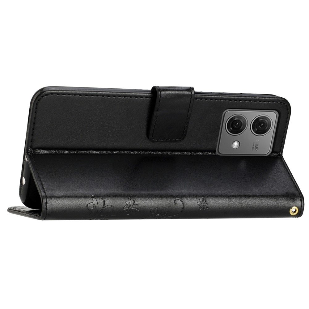 Virágok könyv tok Motorola Moto G85 5G - fekete
