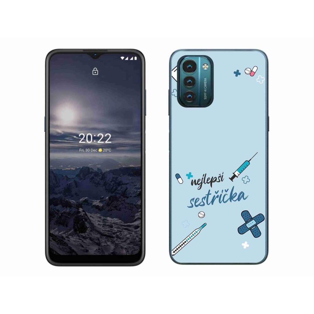 Zselés borítás mmCase a Nokia G11/G21 készülékhez - legjobb kishúg kék háttérrel