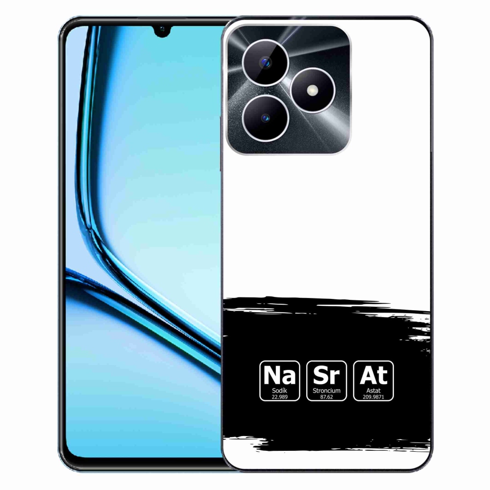 Gél borító mmCase a Realme Note 50 készülékre - kémiai elemek fekete és fehér háttérrel