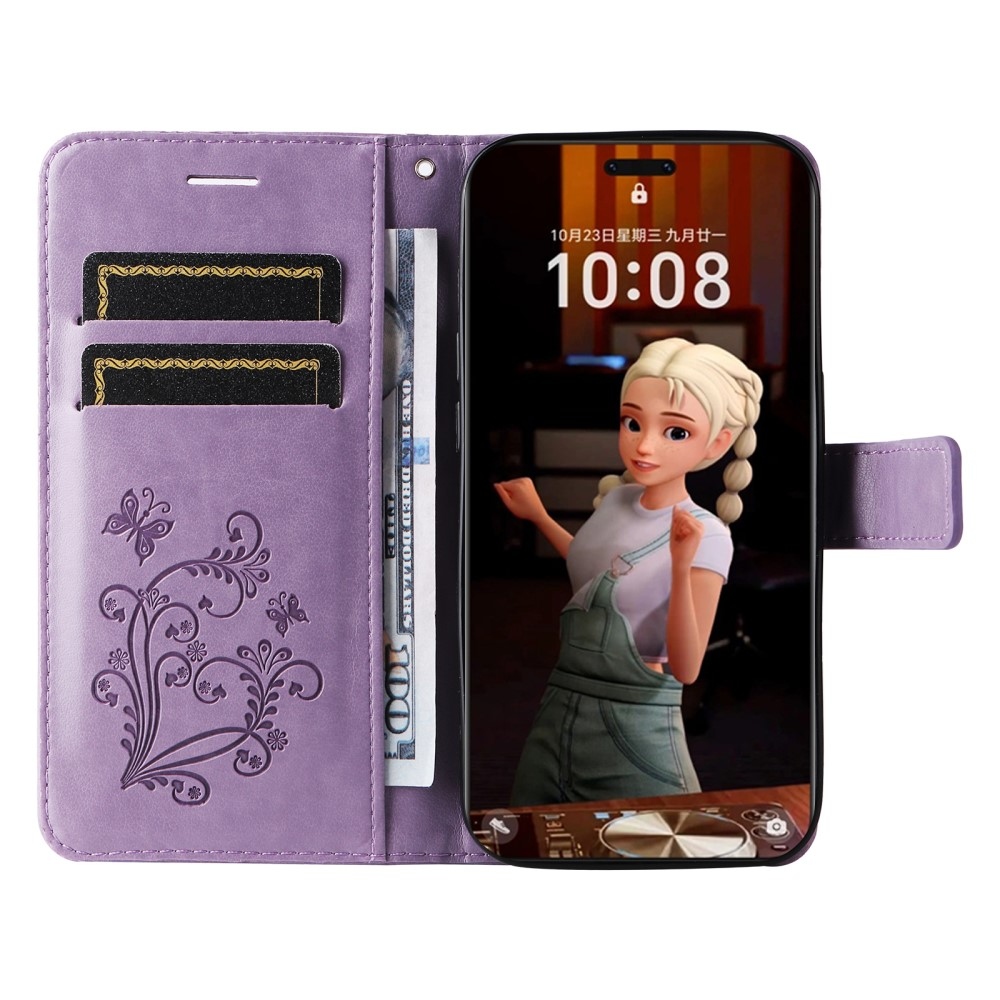 Nagy pillangó könyv tok a Honor Magic 7 Pro 5G számára - lila