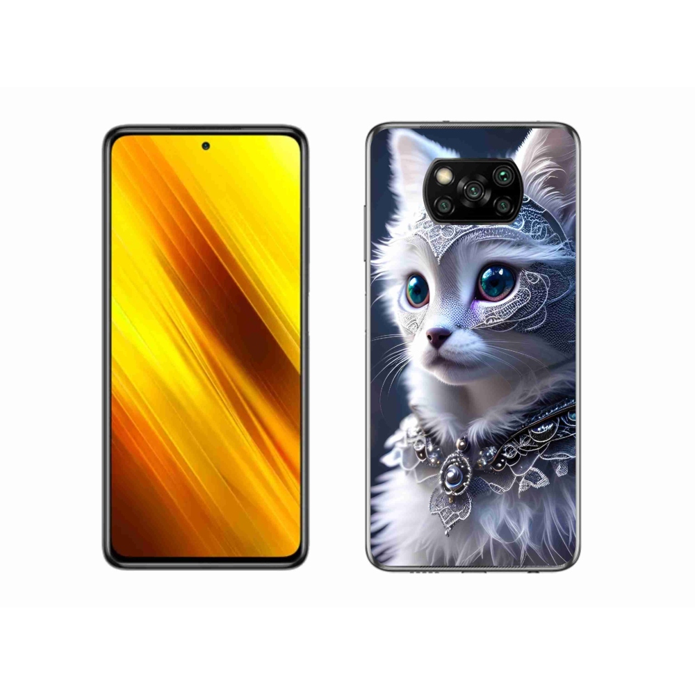 Gél borítás mmCase a Xiaomi Poco X3 Pro számára - fehér macska
