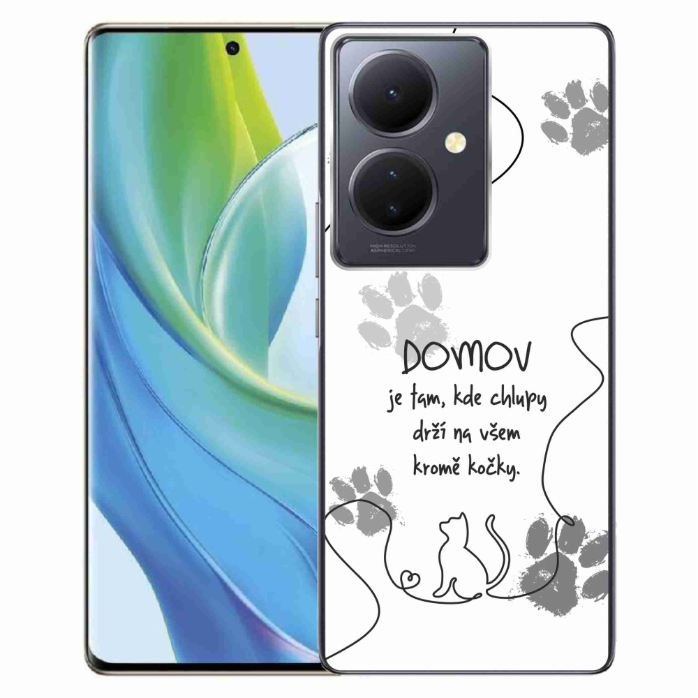 Gél borító mmCase a Vivo V29 Lite 5G készülékhez - macska motívum fehér háttérrel
