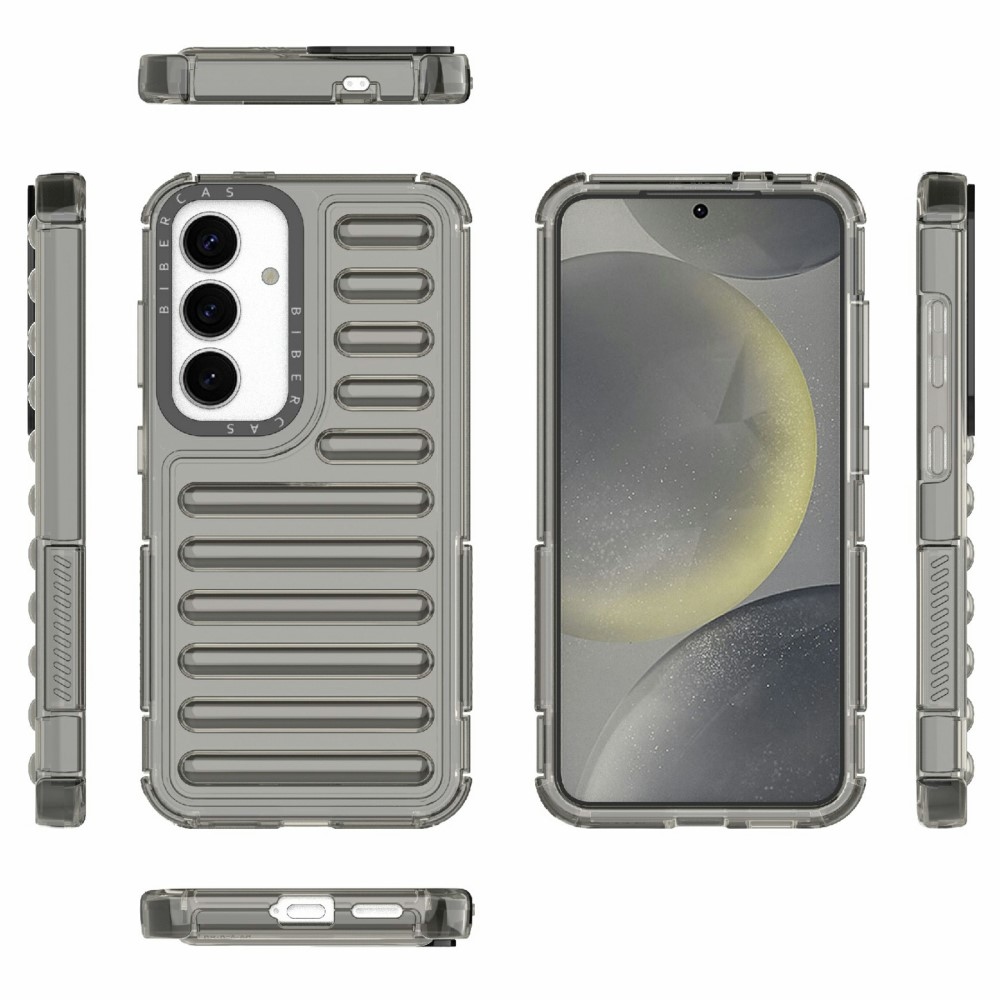 Csíkos tartós borító Samsung Galaxy S25 készülékhez - szürke