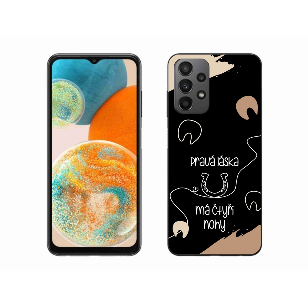 Gél borítás mmCase Samsung Galaxy A23 4G/5G - ló motívum fekete háttérrel