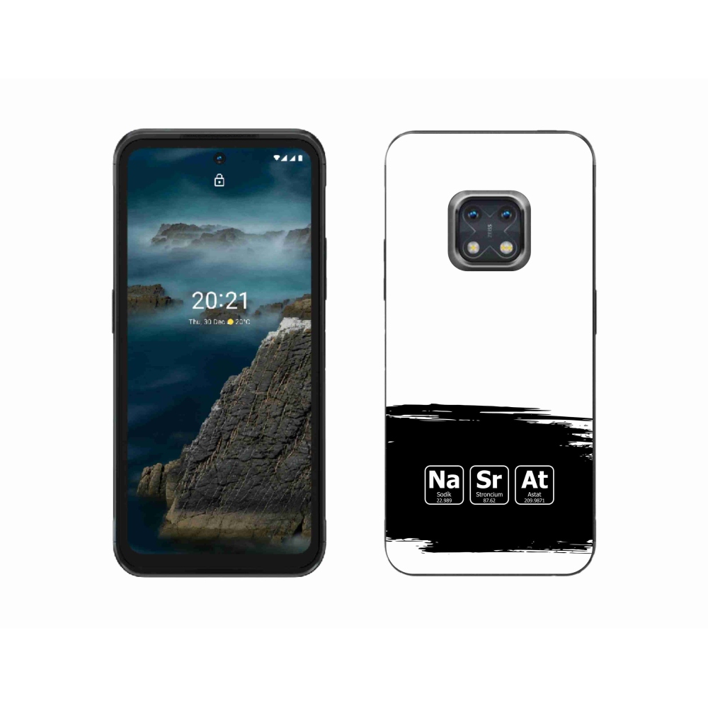 Gél borító mmCase a Nokia XR20 készülékre - kémiai elemek fekete és fehér háttérrel