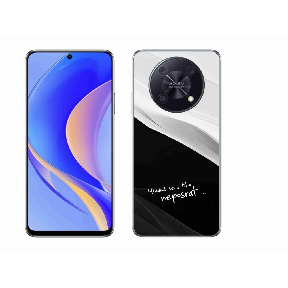 Gél borító mmCase a Huawei Nova Y90-hez - vicces szöveg 13 fekete és fehér háttérrel