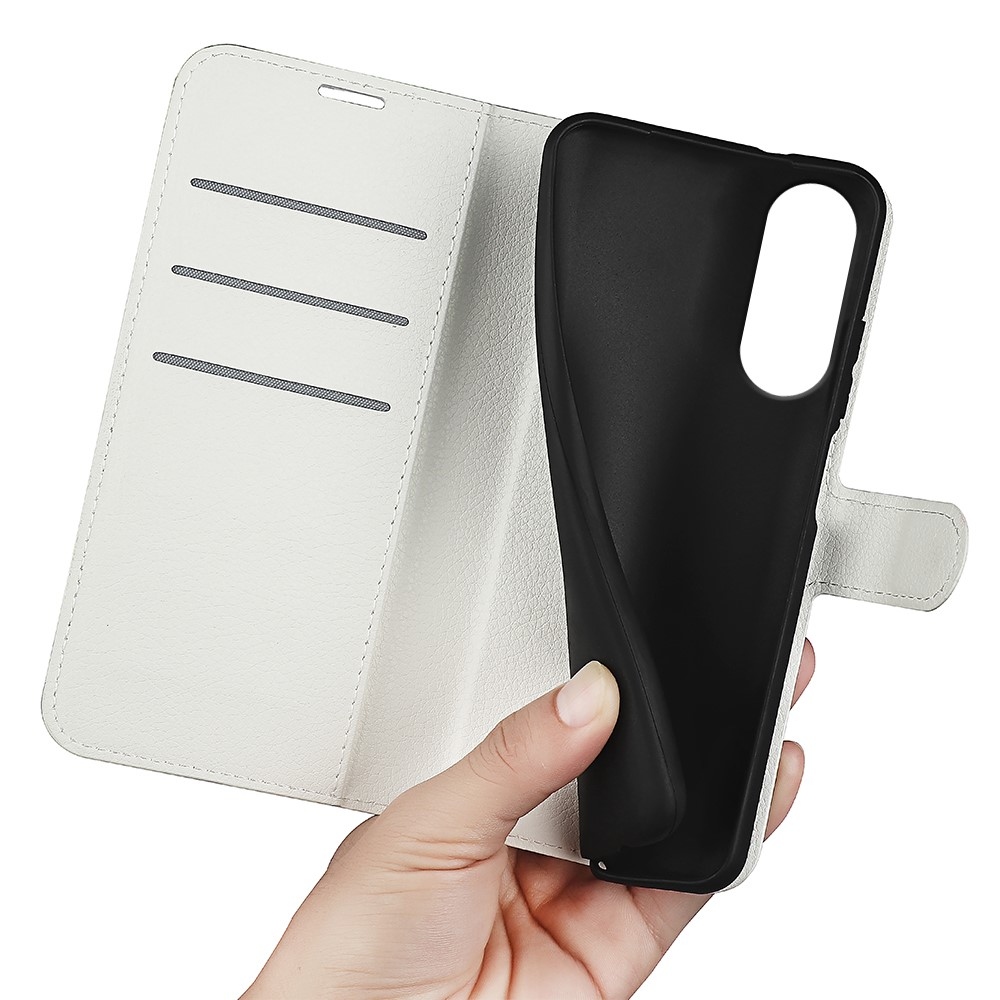 Litchi könyv tok Samsung Galaxy S25 Edge készülékhez - fehér