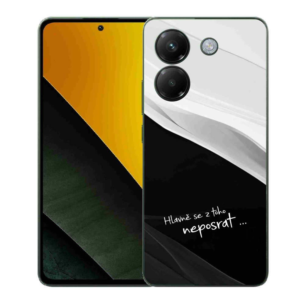 Gél borító mmCase a Xiaomi Poco M7 Pro 5G-hez - vicces szöveg 13 fekete és fehér háttérrel