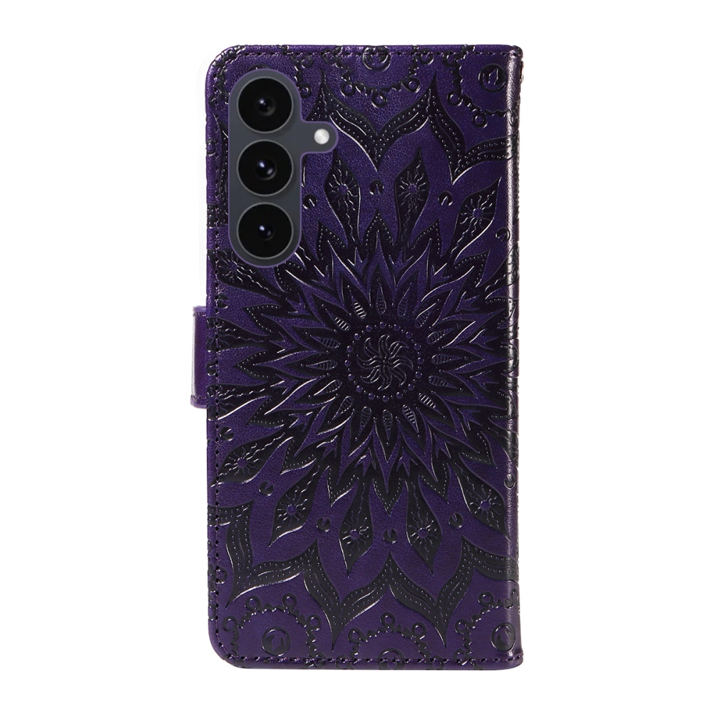 Napraforgó könyv tok Samsung Galaxy S25 FE készülékhez - lila