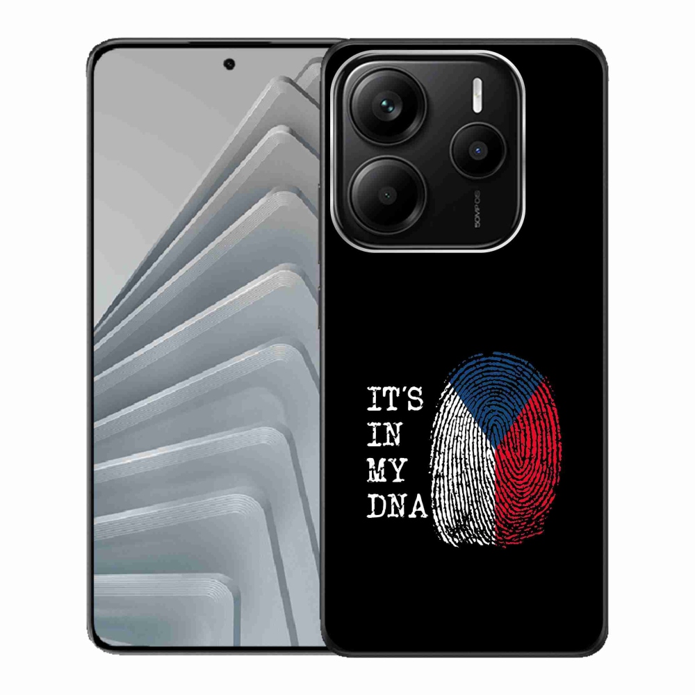 Gél borító mmCase a Xiaomi Redmi Note 14 5G - zászlós ujjlenyomat fekete háttérrel