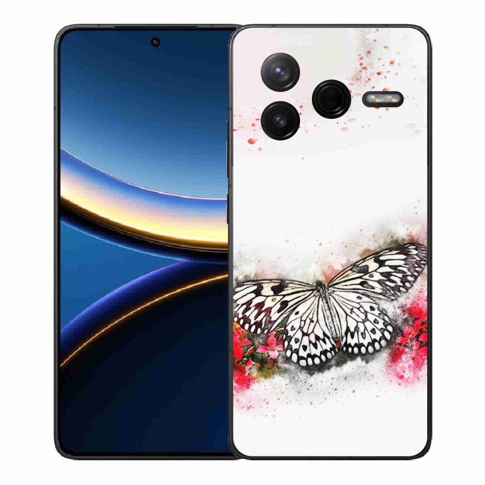 Gél borítás mmCase a Xiaomi Poco F7 Pro számára - fekete és fehér pillangó