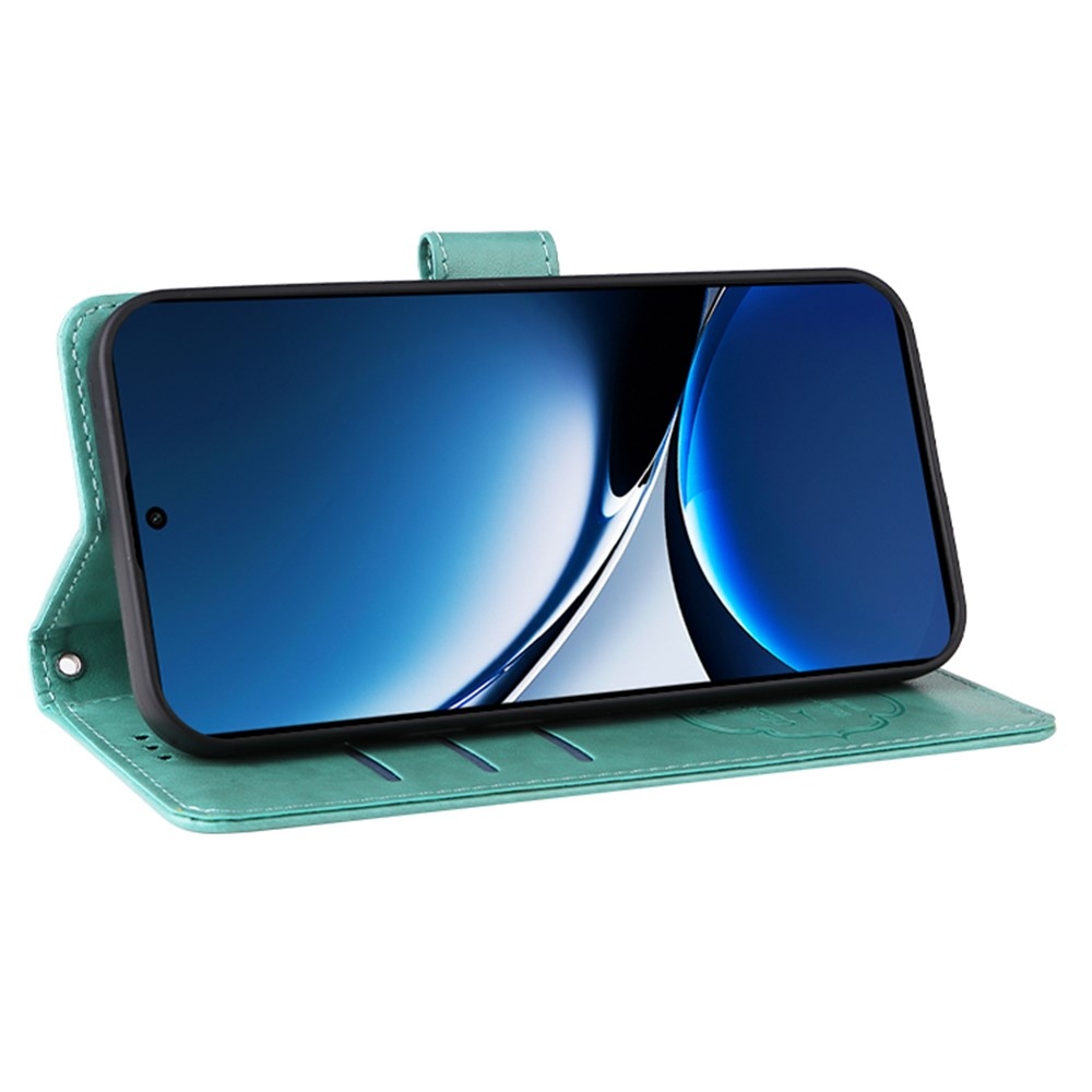 Virágos könyv tok a Xiaomi Poco X7 Pro 5G-hez - teal színű