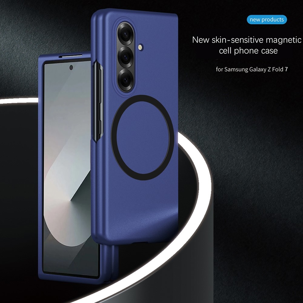 Érintésálló matt műanyag tok MagSafe-val a Samsung Galaxy Z Fold7 5G készülékre - kék