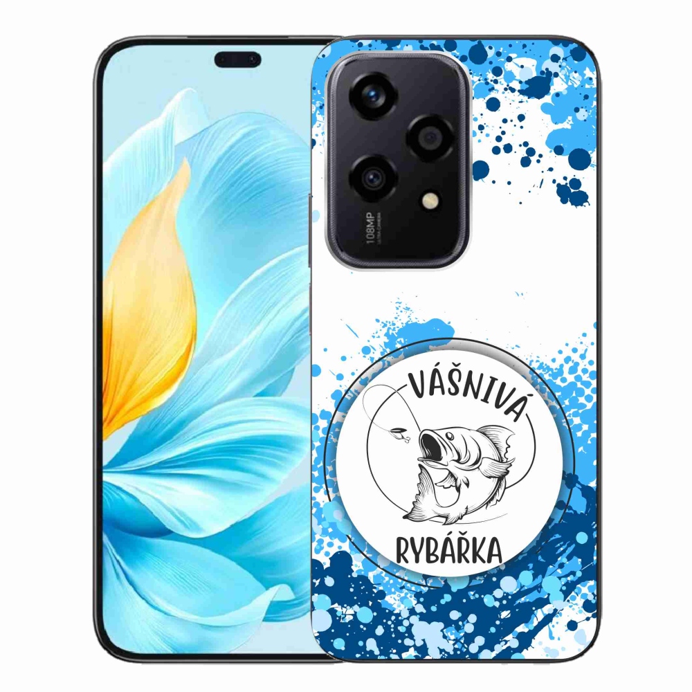 Gél borító mmCase a Honor 200 Lite 5G számára - szenvedélyes halász fehér háttérrel