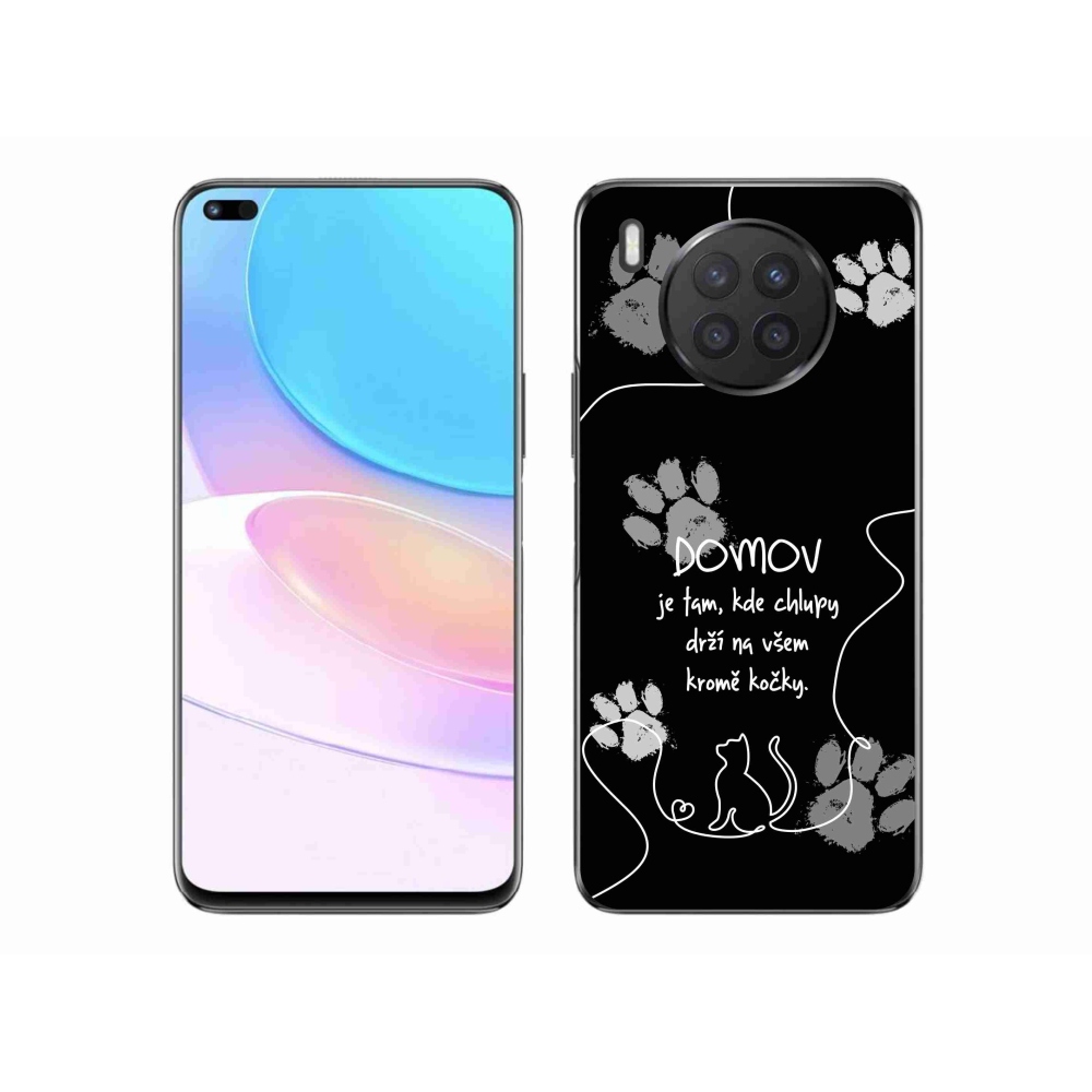 Zselés borító mmCase a Honor 50 Lite készülékhez - macska motívum fekete háttérrel
