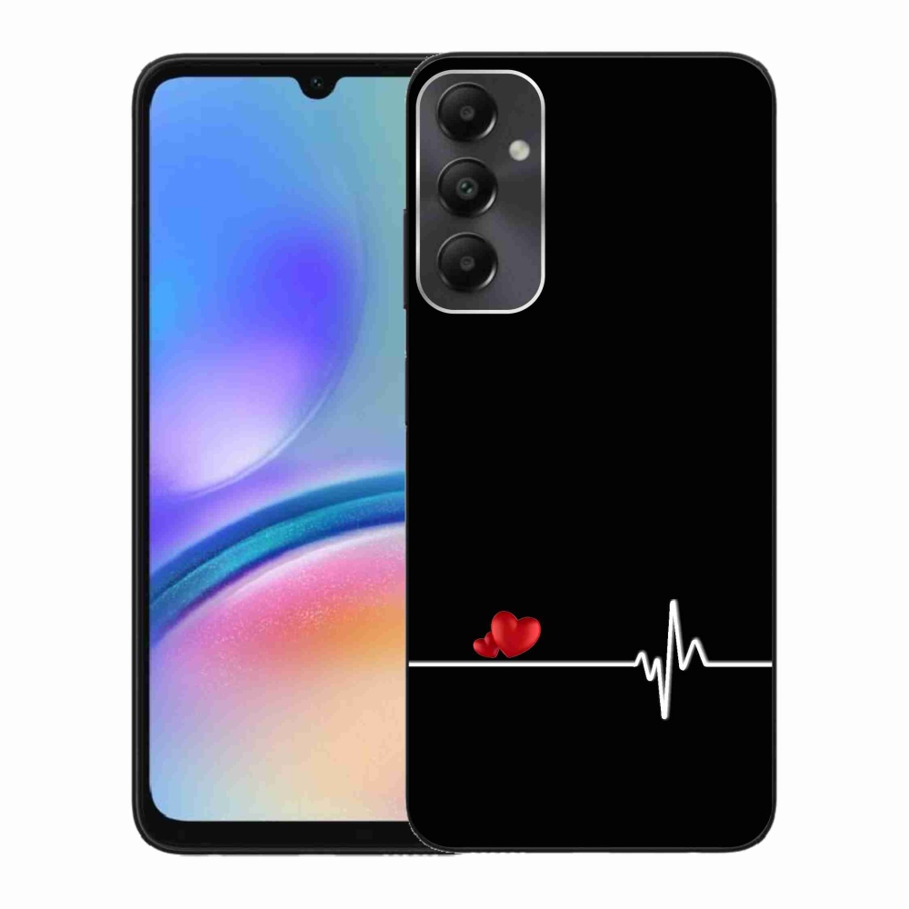 Gél borító mmCase Samsung Galaxy A05s készülékhez - szív és szívverés fekete háttérrel