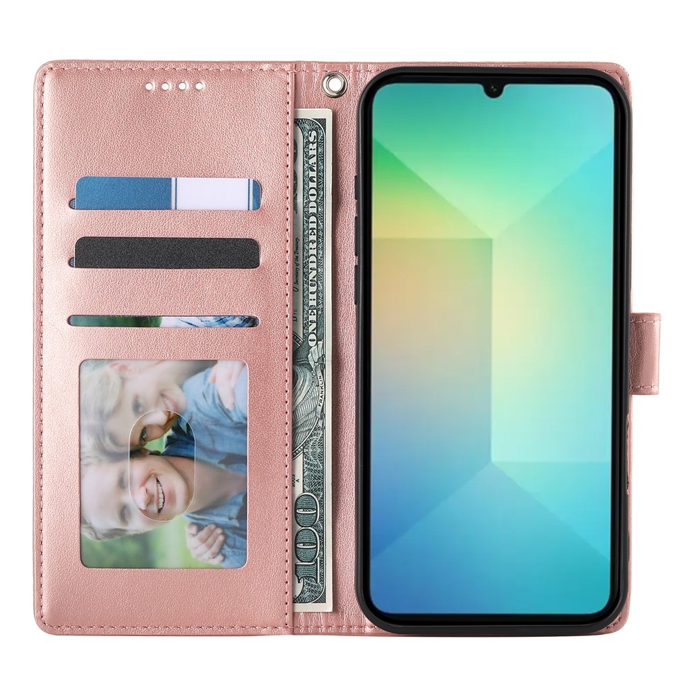 Virágos könyv tok Samsung Galaxy A07 4G készülékhez - rózsaarany