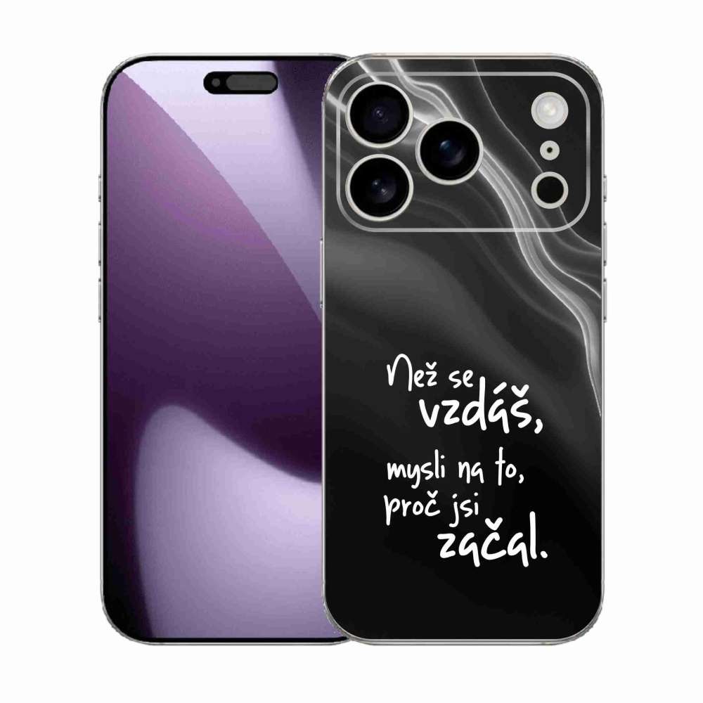 Zselés borítás mmCase iPhone 17 Pro készülékhez - idézet 2 fekete háttér